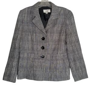 LeSuit Gray Plaid Linen Blend Blazer Sz 12
